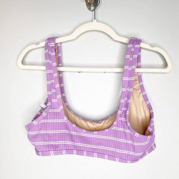 Madewell Playa Nantucket Purple Striped Bathing Suit Top Large - Picture 3 of 9